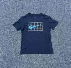 NIKE 半袖黒Tシャツ青スウッシュ 00s 90s 古着 短丈 テック y2k