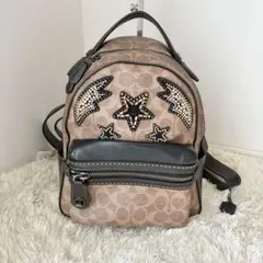 美品　COACH コーチ シグネチャー リュック バックパック 星 月 ビジュー
