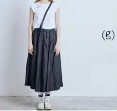 （g）グラム❁ライトデニムワンショルダースカート❁ インディゴ/F/リネン/美品 g）グラム❁ライトデニムワンショルダースカート❁ インディゴ/F