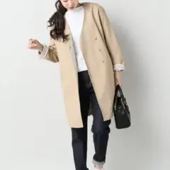 【タグ付き】SLOBE IENA ボンディングノーカラーコート ベルト付き 38のサムネイル