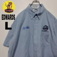 usa古着 Edwards　半袖ボタンシャツL　ライトブルー