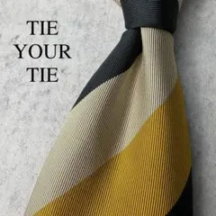 美品TIE YOUR TIE ストライプ レジメンタル ネクタイ ネイビー 青