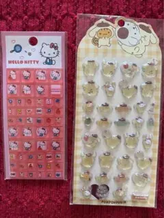 ハローキティ　ポムポムプリンタイルシール　ボンボンドロップシール　2枚セット