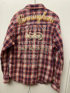 【希少】Norton ノートン シャツ 総 刺繍 チェック サイズL相当