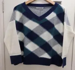 新品 Brahmin ブラーミン  ダイヤ柄VネックP/Oニット定価13,200