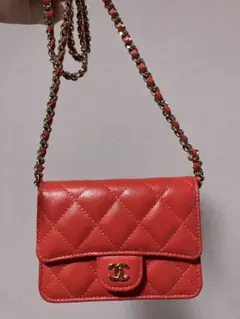 シャネルCHANEL保管品ミニマトラッセ赤キャビアスキン♡