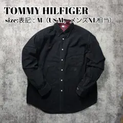 90s TOMMY HILFIGER フランネルシャツ 黒 XL相当