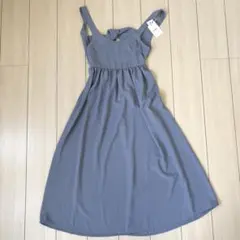 新品未使用　GRL ジャンバースカートM グレイル　ブルー　リボン付ワンピース