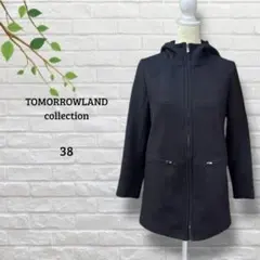 トゥモローランドコレクション　フード付き　38　ジップアップコート　黒