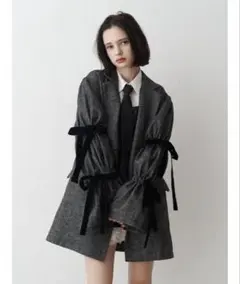 スリーブリボンジャケットコート