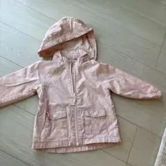 ピンク 水玉模様 フード付きアウター