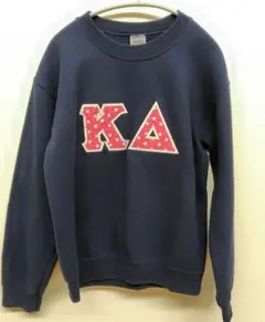 美品GILDANスウェットK△刺繍 ネイビー クルーネック スウェット