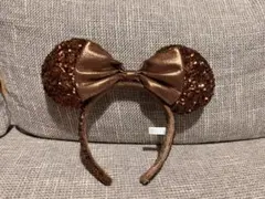 ディズニー ミニー カチューシャ スパンコール ブラウン