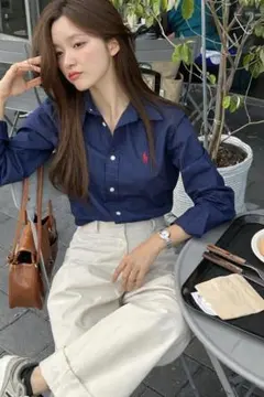 【極美品】ポロラルフローレン ボタンダウン オーバーサイズ リネンシャツ