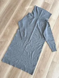 Lowrys Farm フード付きロングニットワンピース グレー