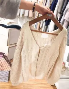 chico 3wayケーブルニットカーディガン　アイボリー