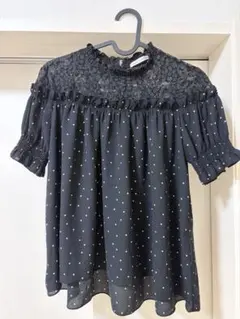 【NICE CLAUP／ナイスクラップ】 花柄レース×ドット柄 ブラウス