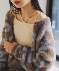 Kastane カップ付ストレッチコットン紐キャミ　アイボリー XS