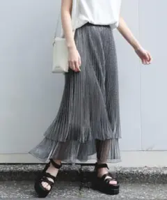 【新品】JEANASIS シアーシャイニーレイヤースカート FREE シルバー