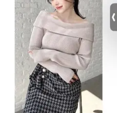 RESEXXY リブニットオフショルトップス ベージュ