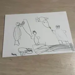 子どもの絵　ポストカード　「動物たちのショー」