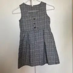 西松屋　子供服　女の子 ノースリーブ ワンピース チェック柄　黒グレー130cm