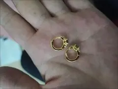 ゴールドフープピアス ストーン付き