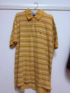 トミーヒルフィガー 半袖ポロシャツ イエロー ストライプ 古着