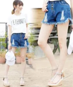 新品未使用　Girly Doll ダメージショートデニム ショートパンツ