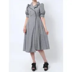 EATME グレンチェック ダブルボタン パフスリーブワンピース