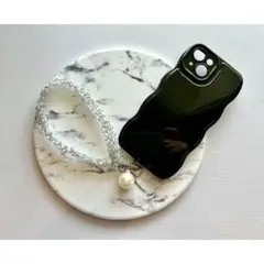 ＼人気／【シルバー】パール付✨スマホストラップ　ハンドストラップ　アンテプリマ風