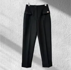 ザラ スラックス テーパードパンツ ハイウエスト センタープレス 無地 M