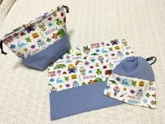 レゴ風入園入学セットピクセルゲームマット(25×35)弁当袋給食袋コップ男の子