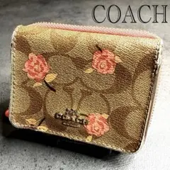 COACH コーチ シグネチャー 三つ折り財布 ミニ財布 花柄 ベージュ 良品のサムネイル