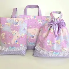 3点セット レッスンバッグ 上履き入れ 体操着袋・お着替え袋 ハンドメイド