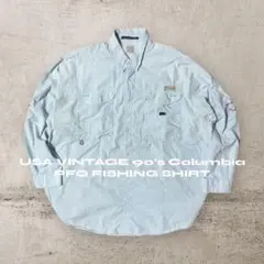USA古着90's Columbia PFGフィッシングシャツ サックスブルー