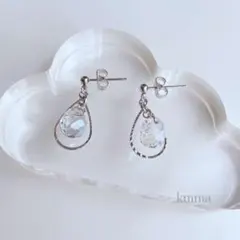 透明クリスタル × 一粒しずくピアス＊イヤリング