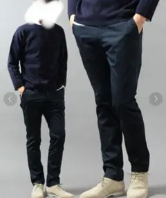 【極美品】BEAUTY&YOUTH　ストレッチ テーパードチノ　L　ネイビー