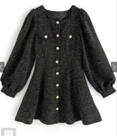 【新品】美品 洗濯済 タグ無し Mサイズ ツイードフレアミニワンピース