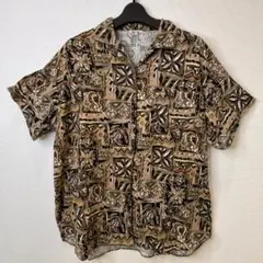 PRVOT CINC アート柄/幾何学模様 半袖ブラウス レーヨン100%