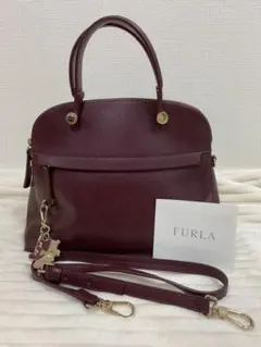 美品FURLA フルラ パイパーレザー ボルドー 2WAYバッグ 7万程