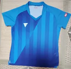 VICTAS 卓球ウェア Vネック 青