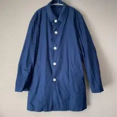 無印　MUJI ネイビー ブルー　ステンカラーコート L