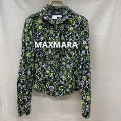 K810◯ MAXMARA 花柄シャツ 胸元サイドギャザー入り40のサムネイル