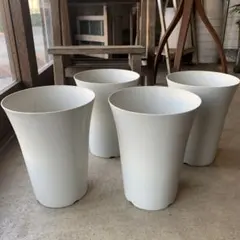 プラ鉢 6号 4個セット 中古 プラスチック 植木鉢 白 ホワイト used