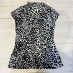 ヒョウ柄 y2k/グランジ 半袖ボタン付きシャツ