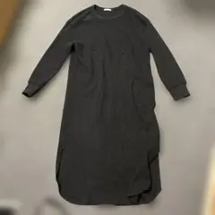 GU ブラック リブニット ロングワンピース M