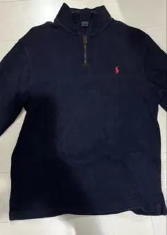 POLO RALPH LAUREN ハーフジップ スウェット ネイビー 刺繍ロゴ