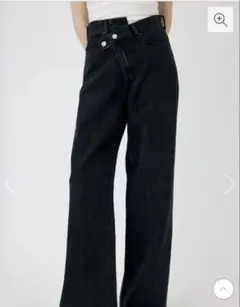 MOUSSY CROSS WAIST WIDE STRAIGHT BLK 0