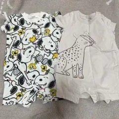 スヌーピー＆ヒョウ柄ロンパースセット